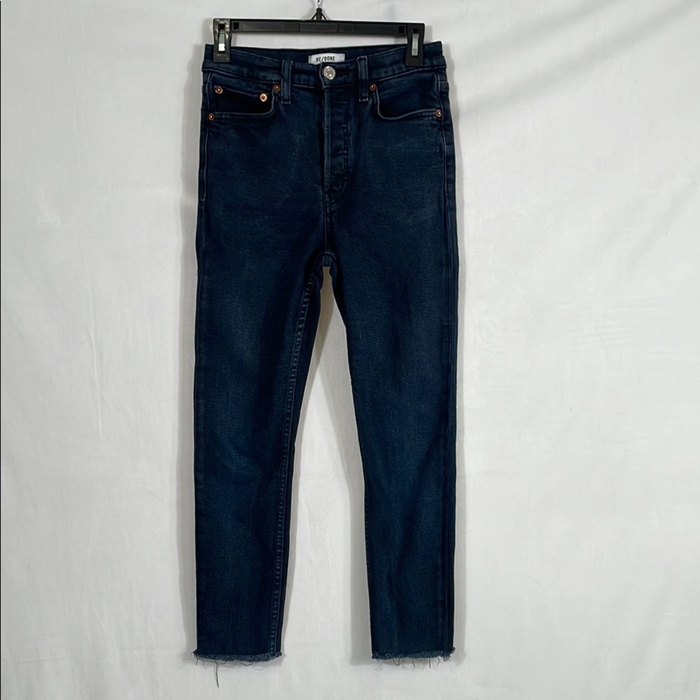 RE/DONE Jeans Size 26 Dark Wash High Rise Raw Hem Button-fly EUC
